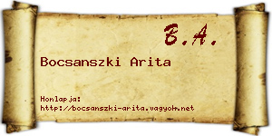 Bocsanszki Arita névjegykártya